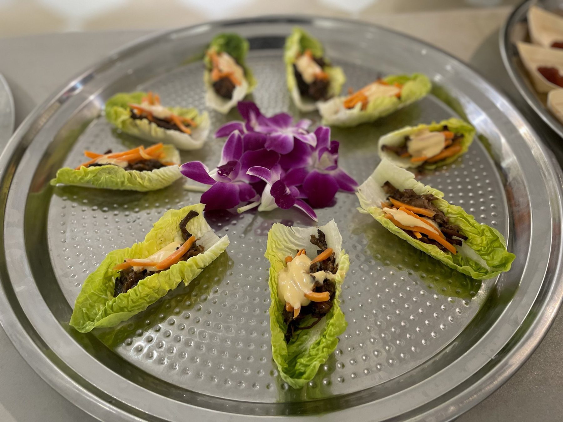 Short rib lettuce wraps with pickled carrot